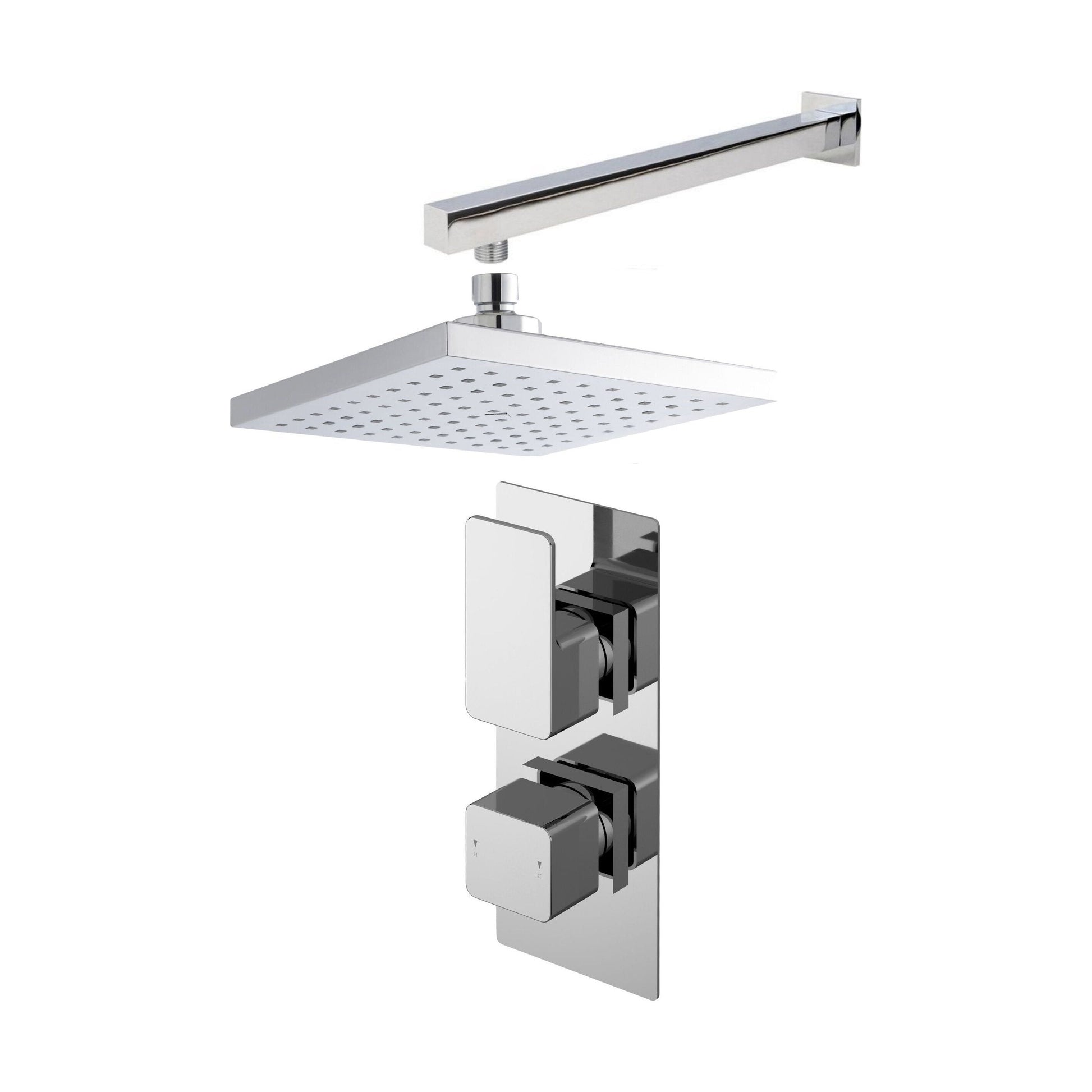 [BSBS34TW1] Empire Concealed Square Twin Valve, Arm & Head Shower Bundle Set - Chrome - Balterley - Cutout