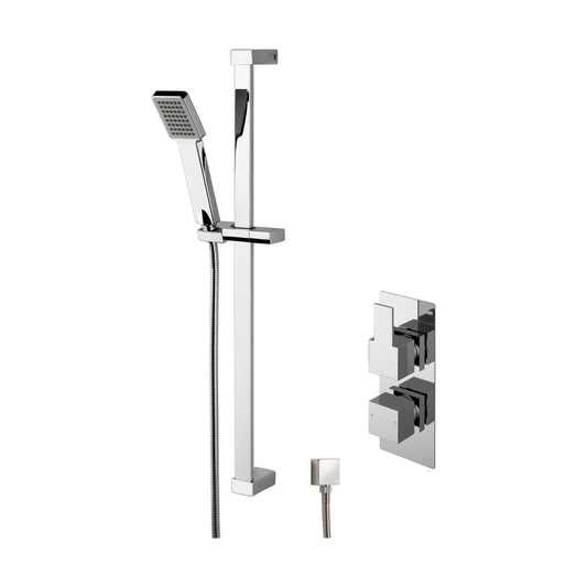 [BSBS35TW1] Ripple Concealed Square Twin Valve & Slide Rail Kit Shower Bundle Set - Chrome - Balterley - Cutout
