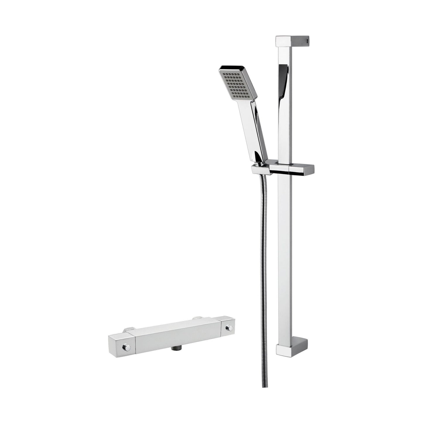 [BSBS68BV1] Square Thermostatic Bar Valve and Rectangular Slide Rail Kit Shower Bundle - Chrome - Balterley - Cutout