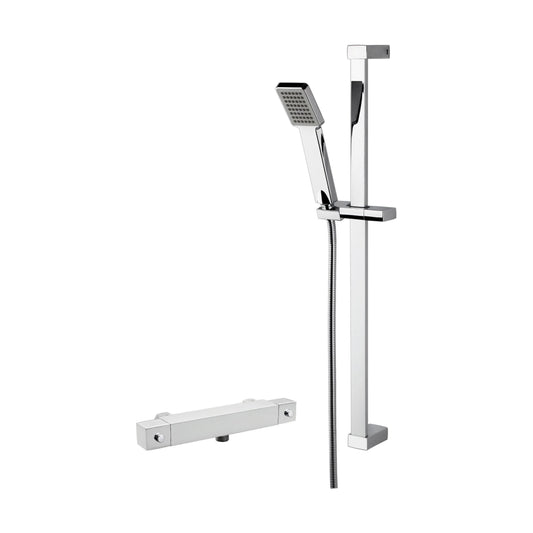 [BSBS68BV1] Square Thermostatic Bar Valve and Rectangular Slide Rail Kit Shower Bundle - Chrome - Balterley - Cutout