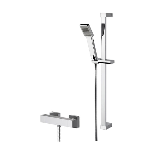 [BSBS69BV1] Ripple Square Thermostatic Bar Valve and Rectangular Slide Rail Kit Shower Bundle - Chrome - Balterley - Cutout