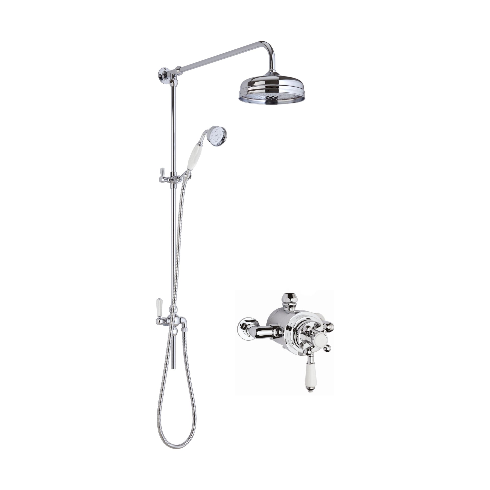 [BSBT137DU1] Traditional Dual Exposed Valve & Rigid Riser Shower Set - Chrome/White - Balterley - Cutout