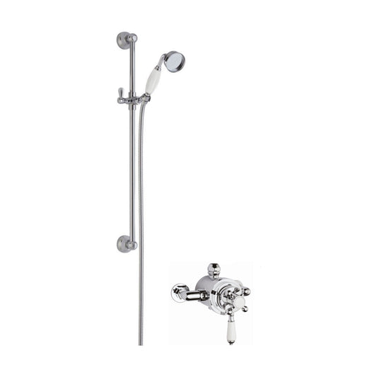 [BSBT138DU1] Traditional Dual Exposed Valve & Slide Rail Shower Set - Chrome/White - Balterley - Cutout
