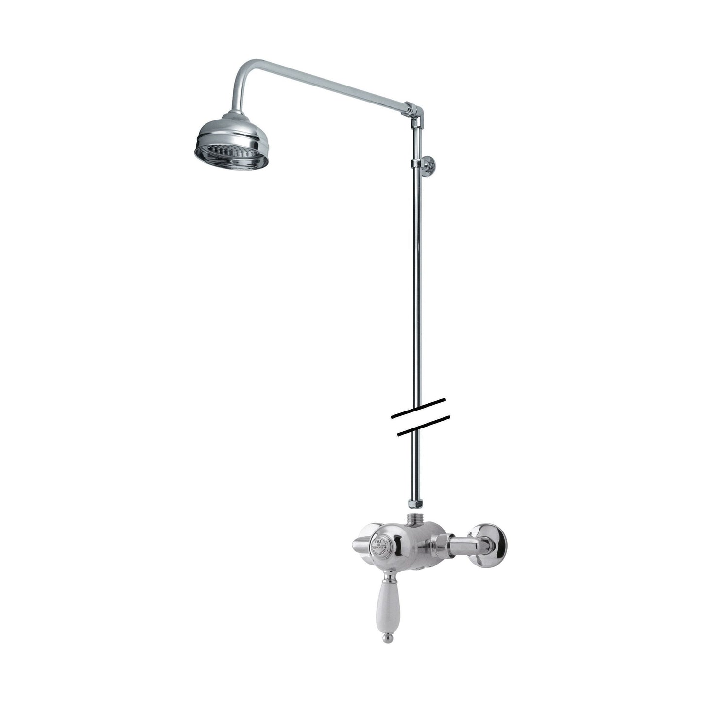 [BSBT53MV1] Traditional Exposed Manual Valve & Rigid Riser Shower Set - Chrome/White - Balterley - Cutout