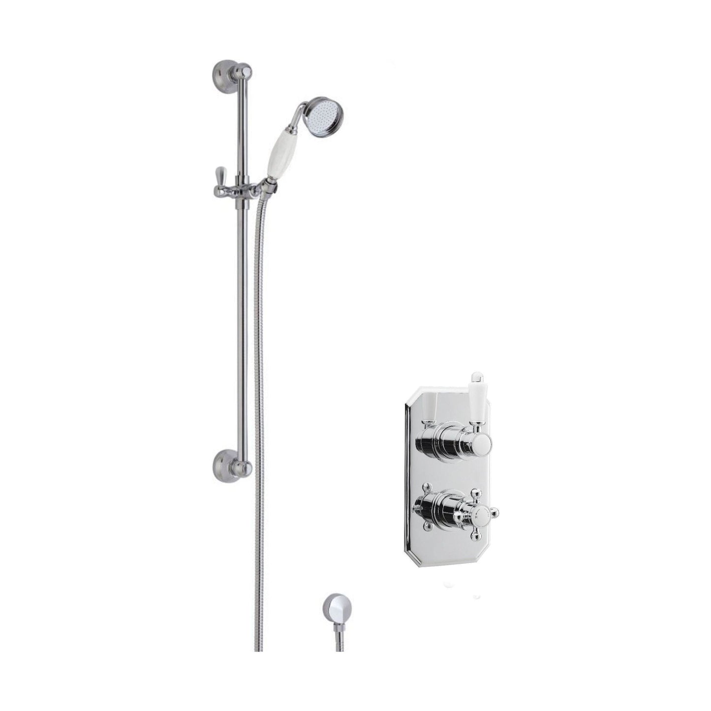 [BSBT54TW1] Traditional Concealed Twin Valve & Slide Rail Shower Set - Chrome/White - Balterley - Cutout