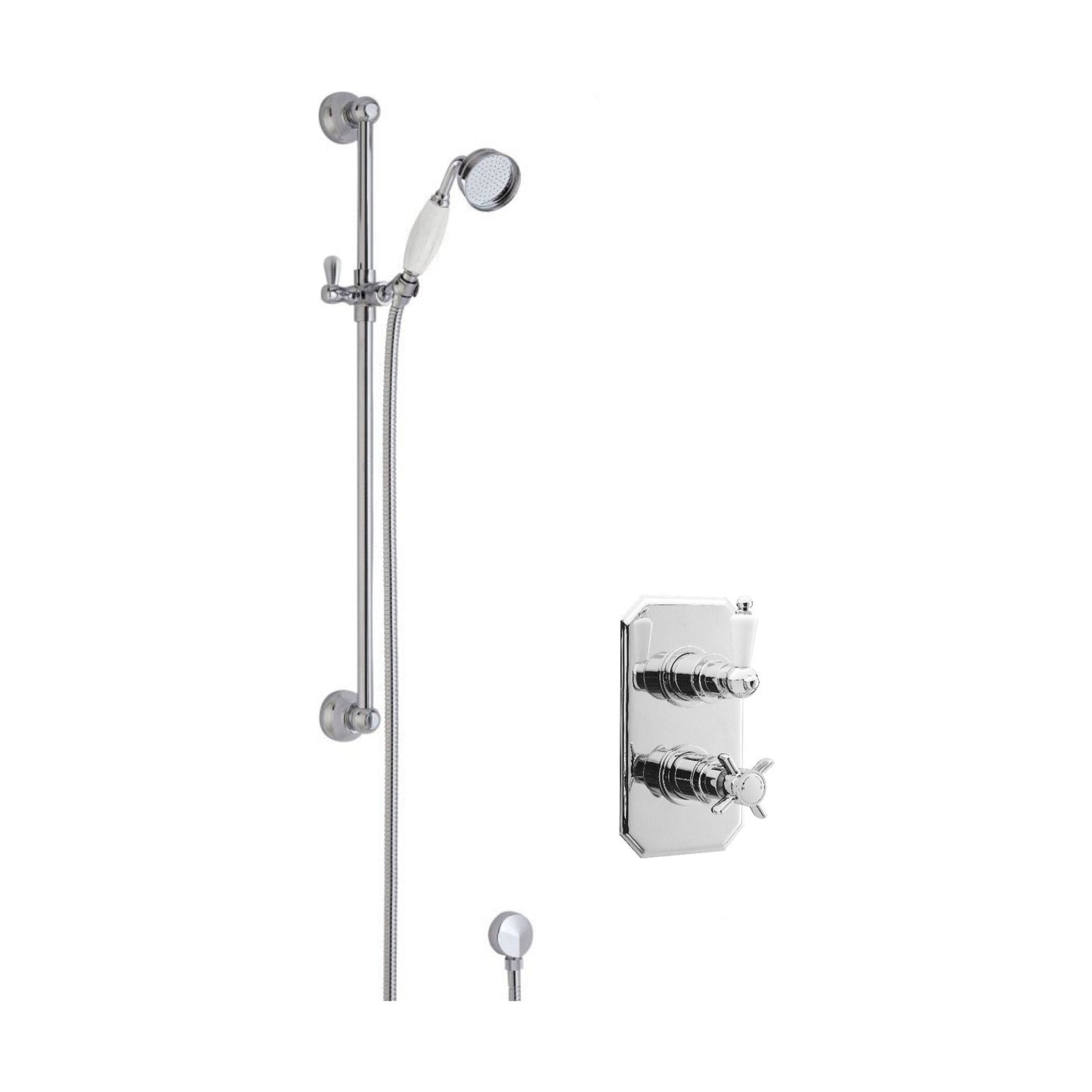[BSBT56TW1] Traditional Concealed Twin Victorian Valve & Slide Rail Shower Set - Chrome/White - Balterley - Cutout