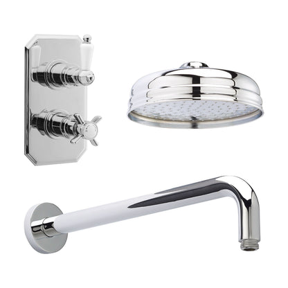 [BSBT58TW1] Balterley Traditional Concealed 1 Outlet Shower Valve, Head and Wall Arm Bundle - Chrome - Cutout