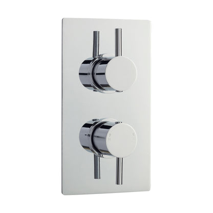 [BSCA052] Round Concealed Twin Thermostatic Shower Valve With Diverter (2 Outlets) - Chrome - Balterley - Cutout