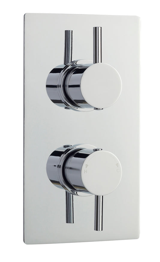 Round Concealed Twin Thermostatic Shower Valve With Diverter (2 Outlets) - Chrome - Balterley