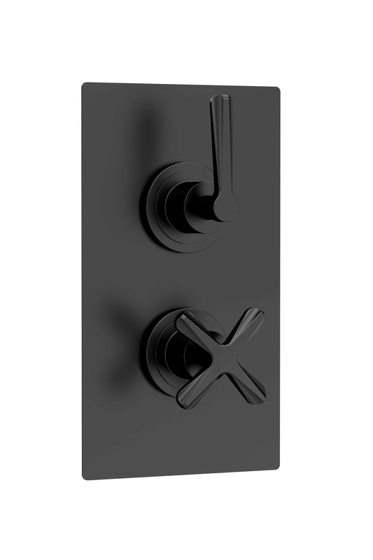 Connect Twin Concealed Crosshead Thermostatic Shower Valve with Diverter (2 Outlets) - Matt Black - Balterley