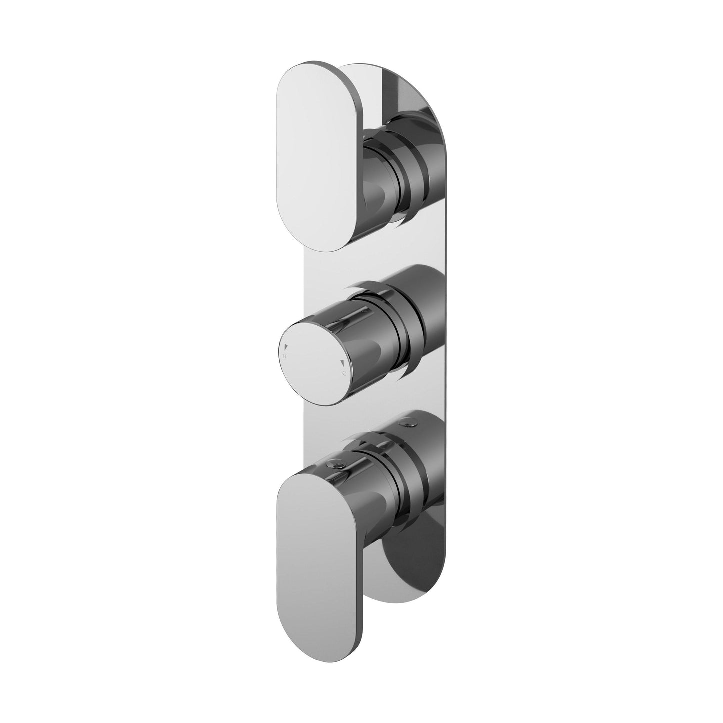 [BSCUTR02] Balterley Current Contemporary Round Triple Concealed Thermostatic Shower Valve with Lever and Knob Handles - Chrome Finish - Cutout