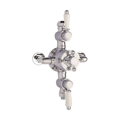 [BSED089E] Traditional Exposed Triple Thermostatic Shower Valve - 2 Outlets - Chrome Finish - Premium Bathroom Fitting by Balterley - Cutout
