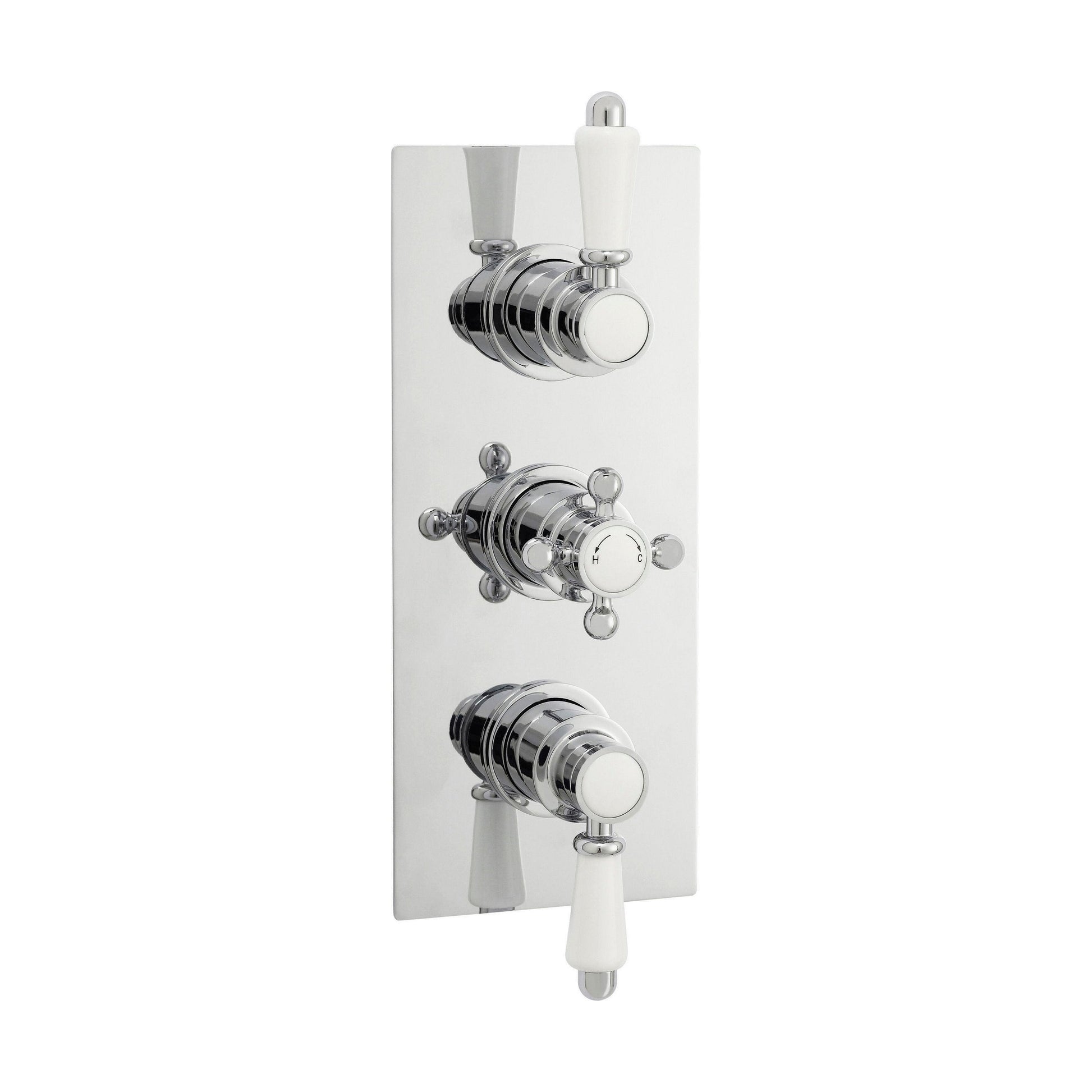[BSED315] Traditional Concealed Triple Thermostatic Shower Valve with 2 Outlets in Chrome Finish by Balterley - Cutout
