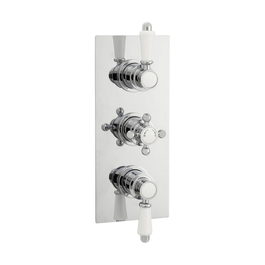 [BSED315] Traditional Concealed Triple Thermostatic Shower Valve with 2 Outlets in Chrome Finish by Balterley - Cutout