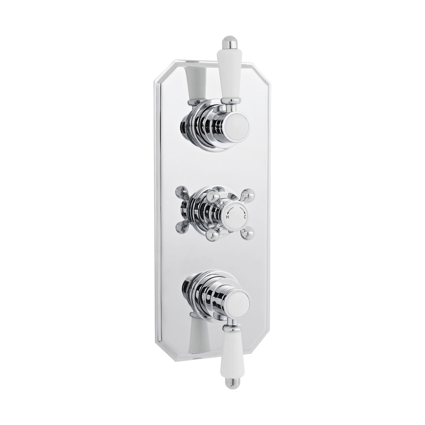 [BSED317] Traditional Concealed Triple Thermostatic Shower Valve with 2 Outlets in Chrome by Balterley - Cutout