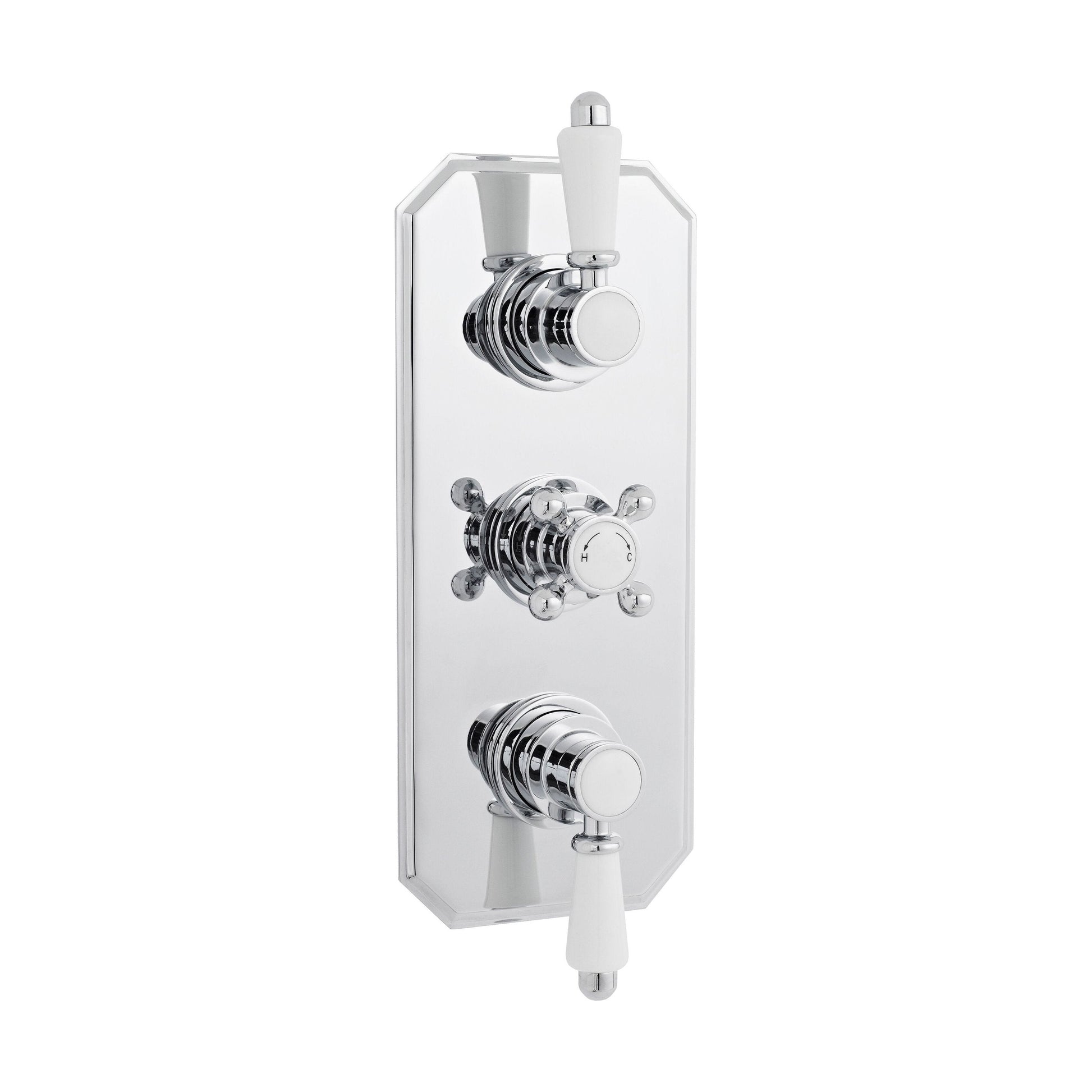 [BSED317] Traditional Concealed Triple Thermostatic Shower Valve with 2 Outlets in Chrome by Balterley - Cutout
