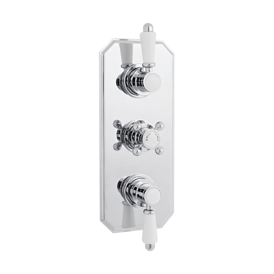[BSED317] Traditional Concealed Triple Thermostatic Shower Valve with 2 Outlets in Chrome by Balterley - Cutout