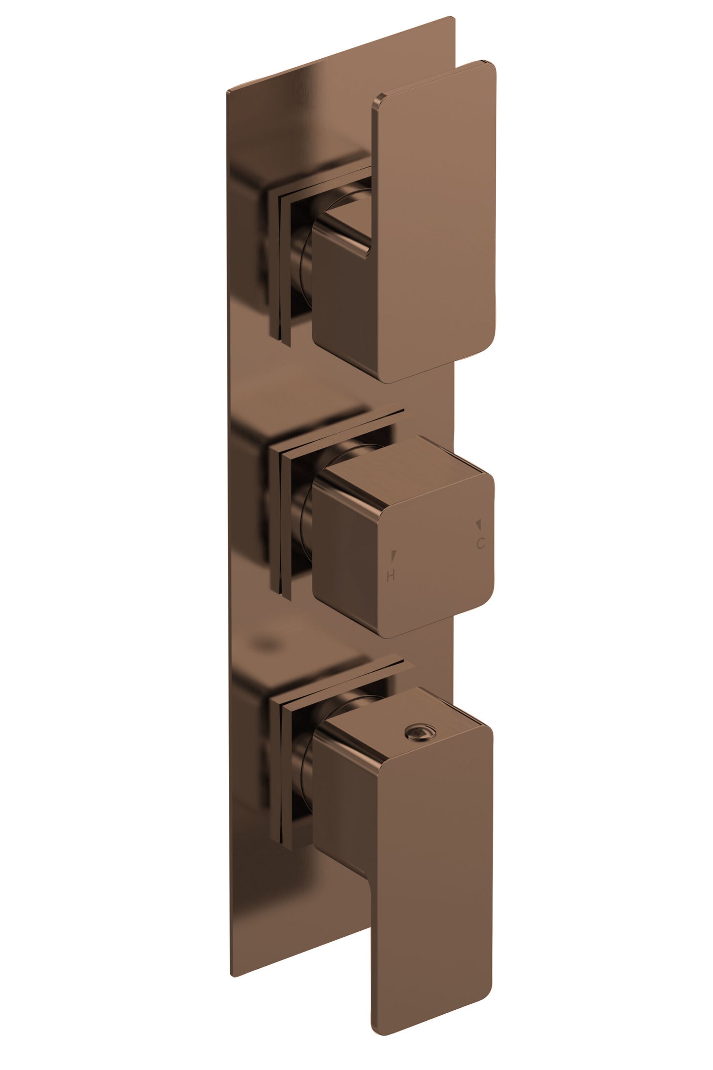 [BSEM15TR03] Swinscoe Square Triple Thermostatic Shower Valve with Diverter - Brushed Bronze - Cutout