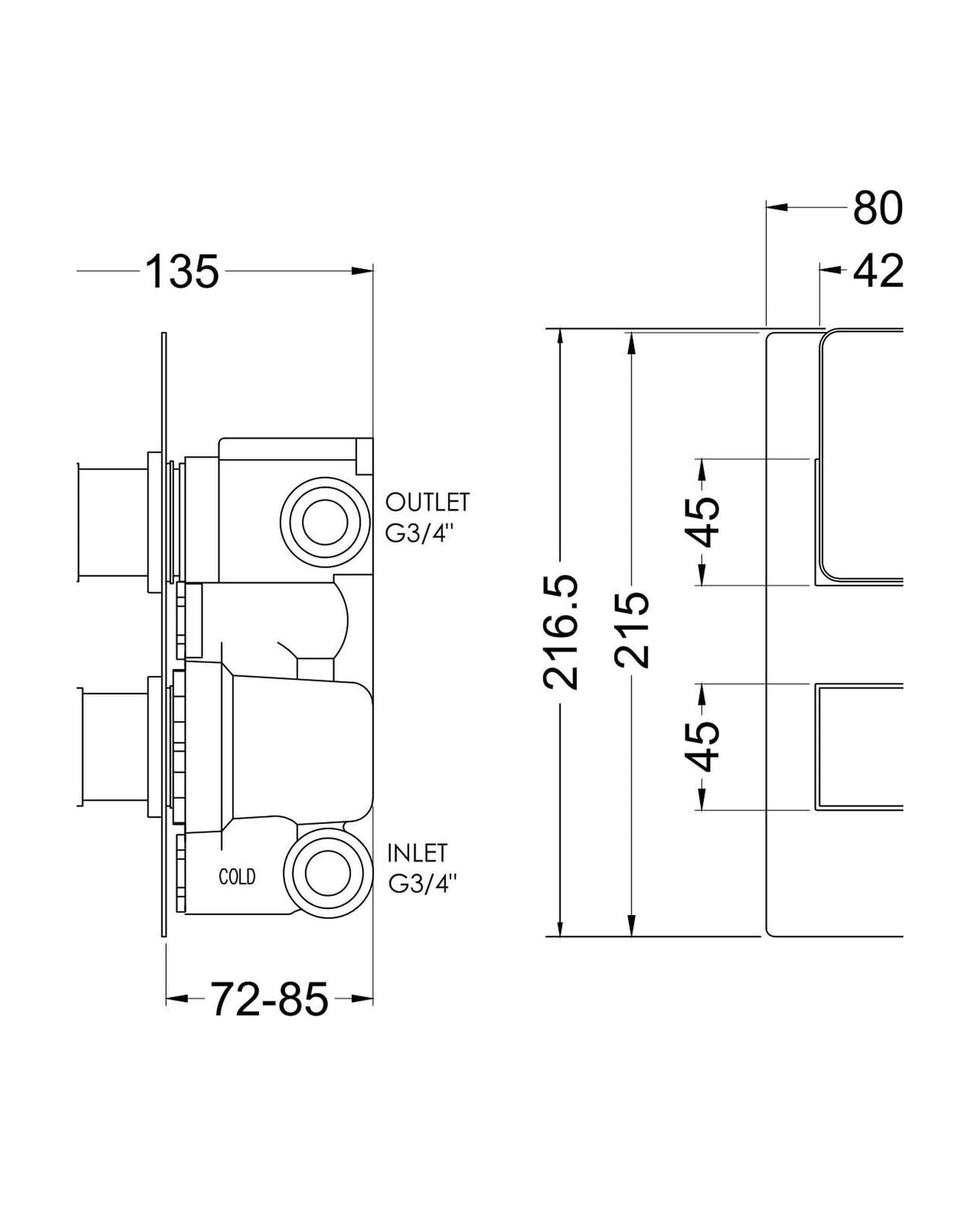 [BSEM15TW02] Empire Twin Therm Valve W/DIV - Technical Drawing