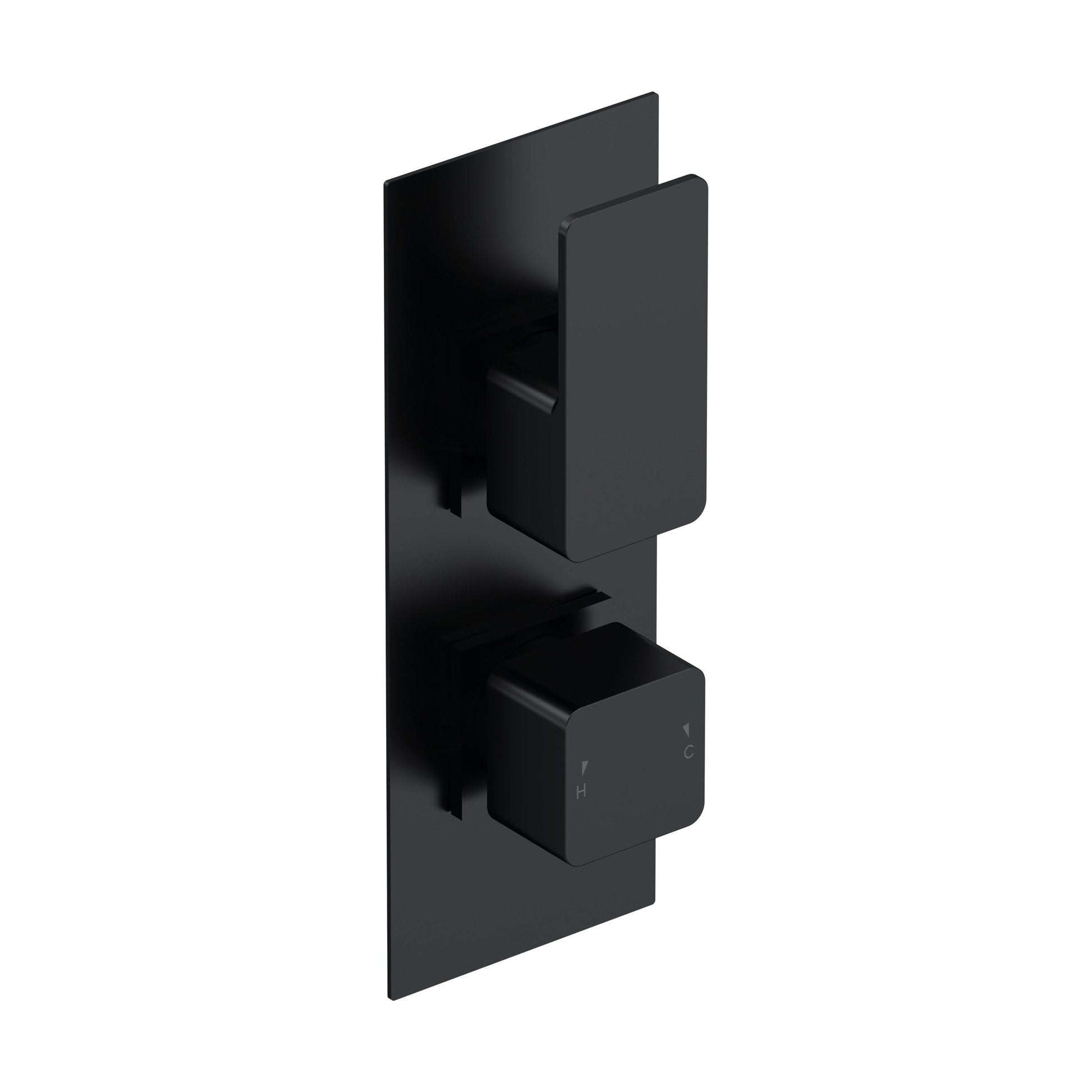[BSEM4TW01] Empire Contemporary Concealed Square Twin Thermostatic Shower Valve, 215mm Solid Brass Construction - Matt Black by Balterley - Cutout