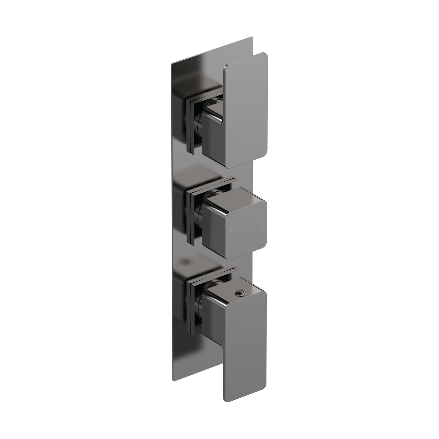 [BSEM7TR02] Empire Contemporary Square Concealed Triple Thermostatic Shower Valve with 2 Outlets Solid Brass - Brushed Pewter by Balterley - Cutout