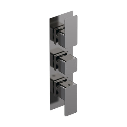 [BSEM7TR02] Empire Contemporary Square Concealed Triple Thermostatic Shower Valve with 2 Outlets Solid Brass - Brushed Pewter by Balterley - Cutout