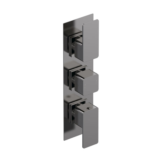 [BSEM7TR02] Empire Contemporary Square Concealed Triple Thermostatic Shower Valve with 2 Outlets Solid Brass - Brushed Pewter by Balterley - Cutout
