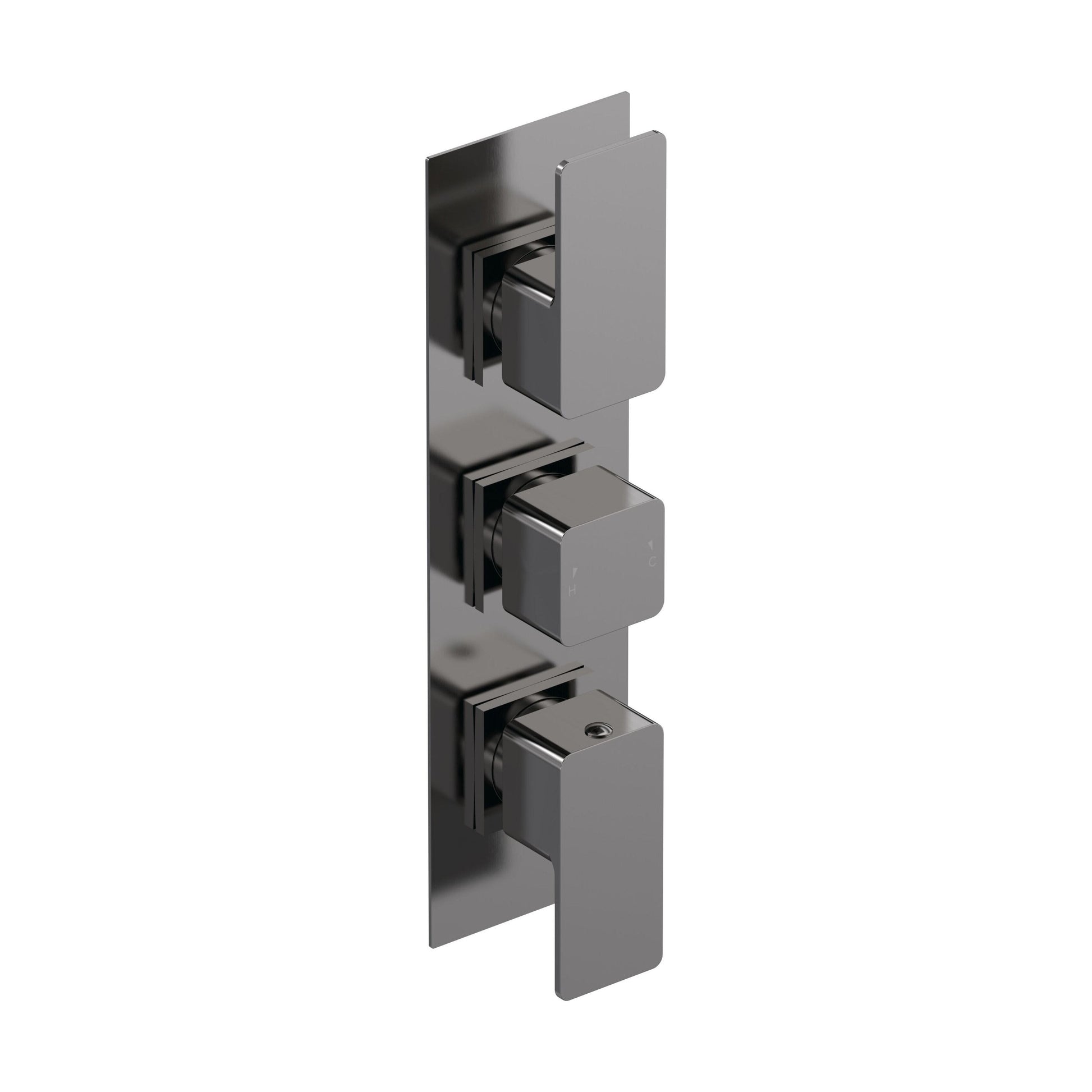 [BSEM7TR03] Empire Contemporary Square Concealed Triple Thermostatic Shower Valve with Diverter 3 Outlets - Brushed Pewter - Balterley - Cutout