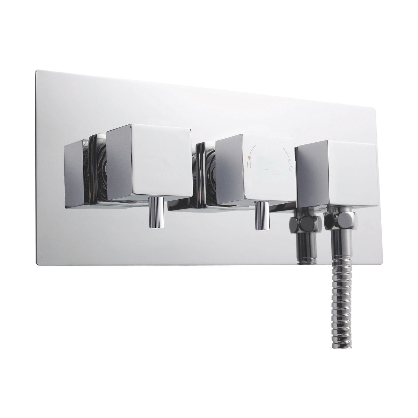 [BSFA077] Square Concealed Twin Thermostatic Shower Valve With Diverter (1 Outlet) - Chrome - Balterley - Cutout