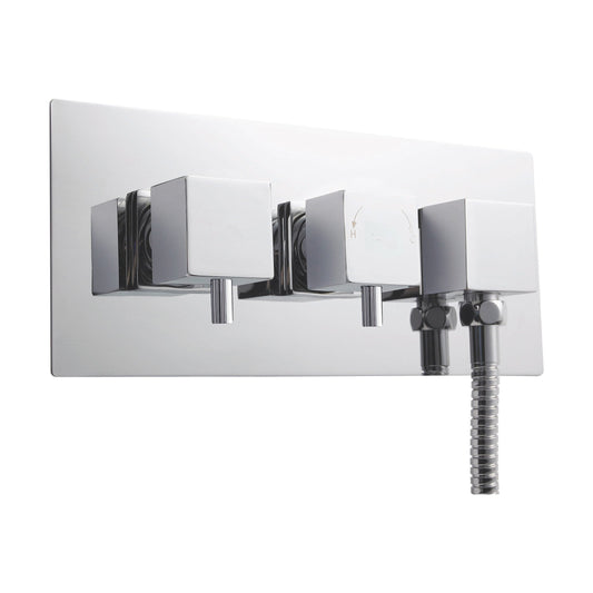[BSFA077] Square Concealed Twin Thermostatic Shower Valve With Diverter (1 Outlet) - Chrome - Balterley - Cutout
