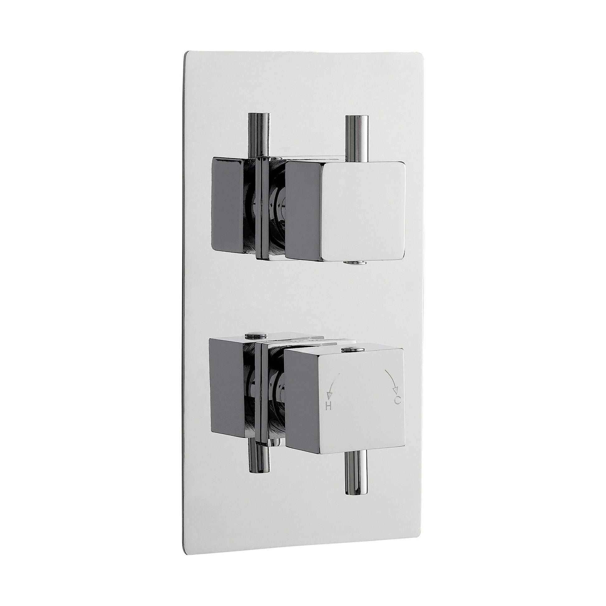 [BSFA301] Balterley Contemporary Square Concealed Twin Thermostatic Shower Valve 1 Outlet - Chrome - Cutout