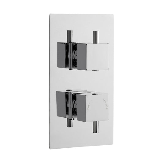 [BSFA302] Balterley Contemporary Square Concealed Twin Thermostatic Shower Valve with Diverter 2 Outlets - Chrome - Cutout