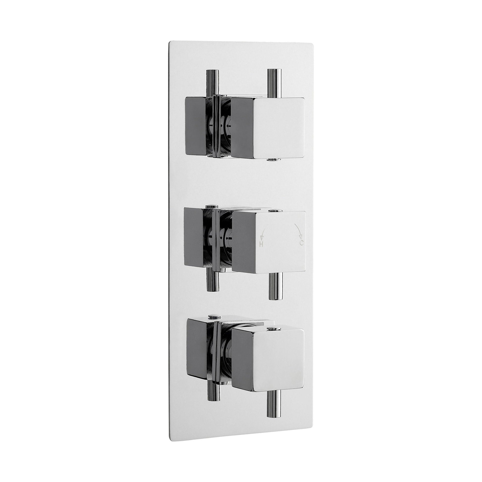 [BSFA303] Balterley Contemporary Square Concealed Triple Thermostatic Shower Valve 2 Outlets - Chrome - Cutout