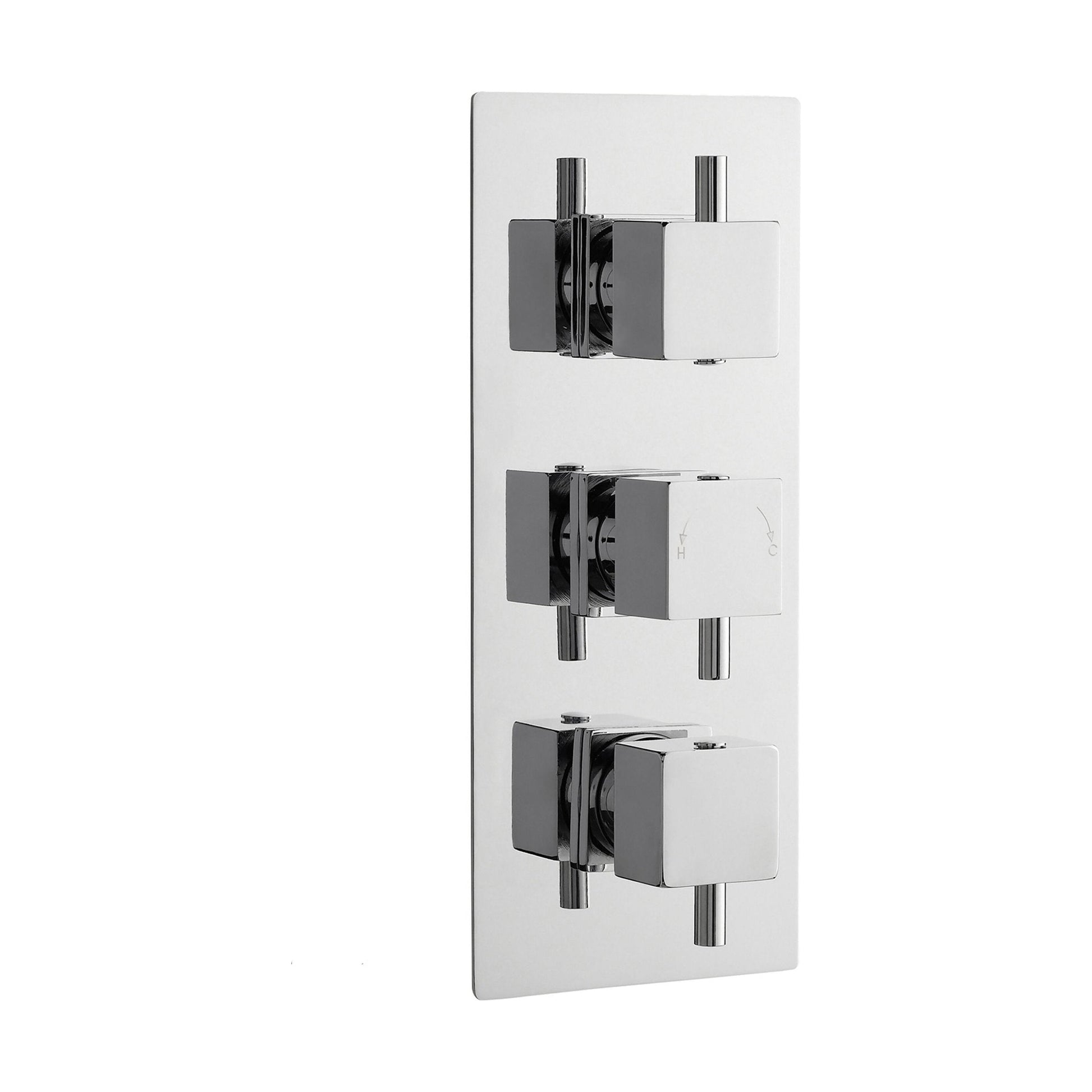 [BSFA311] Balterley Contemporary Square Concealed Triple Thermostatic Shower Valve with Diverter 3 Outlets - Chrome - Cutout