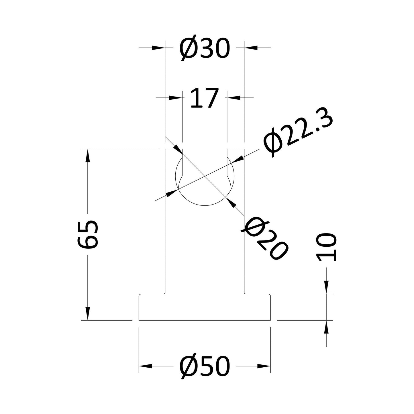 [BSHH377] Luxury Chrome Wall Mounted Shower Handset Bracket - Technical Drawing