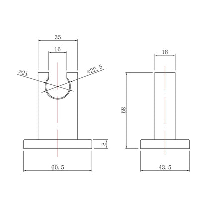 [BSHH794] Square Chrome Wall Mounted Shower Head Bracket - Technical Drawing