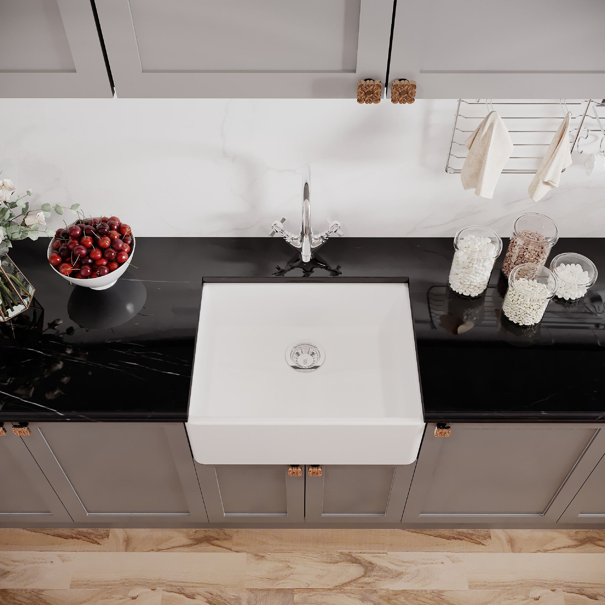 [BSK201WT2] Single Bowl Fireclay Ceramic Butler Kitchen Bundle with Waste & Mixer Tap - Lifestyle 2