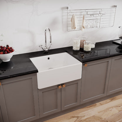 [BSK202WT2] Single Bowl Fireclay Ceramic Butler Kitchen Sink Bundle with Overflow, Mixer Tap & Waste - Lifestyle 3