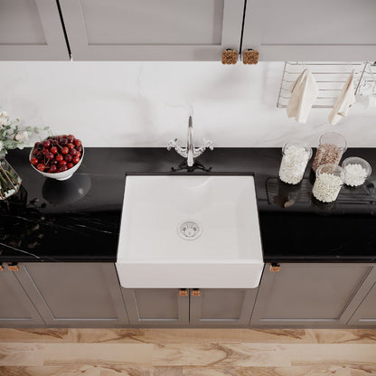 [BSK203WT2] Single Bowl Fireclay Ceramic Butler Kitchen Sink Bundle with Tap Ledge, Mono Mixer Tap, & Waste - Lifestyle 2