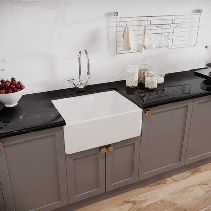 [BSK203WT2] Single Bowl Fireclay Ceramic Butler Kitchen Sink Bundle with Tap Ledge, Mono Mixer Tap, & Waste - Lifestyle 3