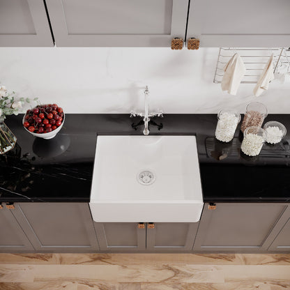 [BSK203WT4] Single Bowl Fireclay Ceramic Butler Kitchen Sink Bundle Waste & French Tap - Lifestyle 2