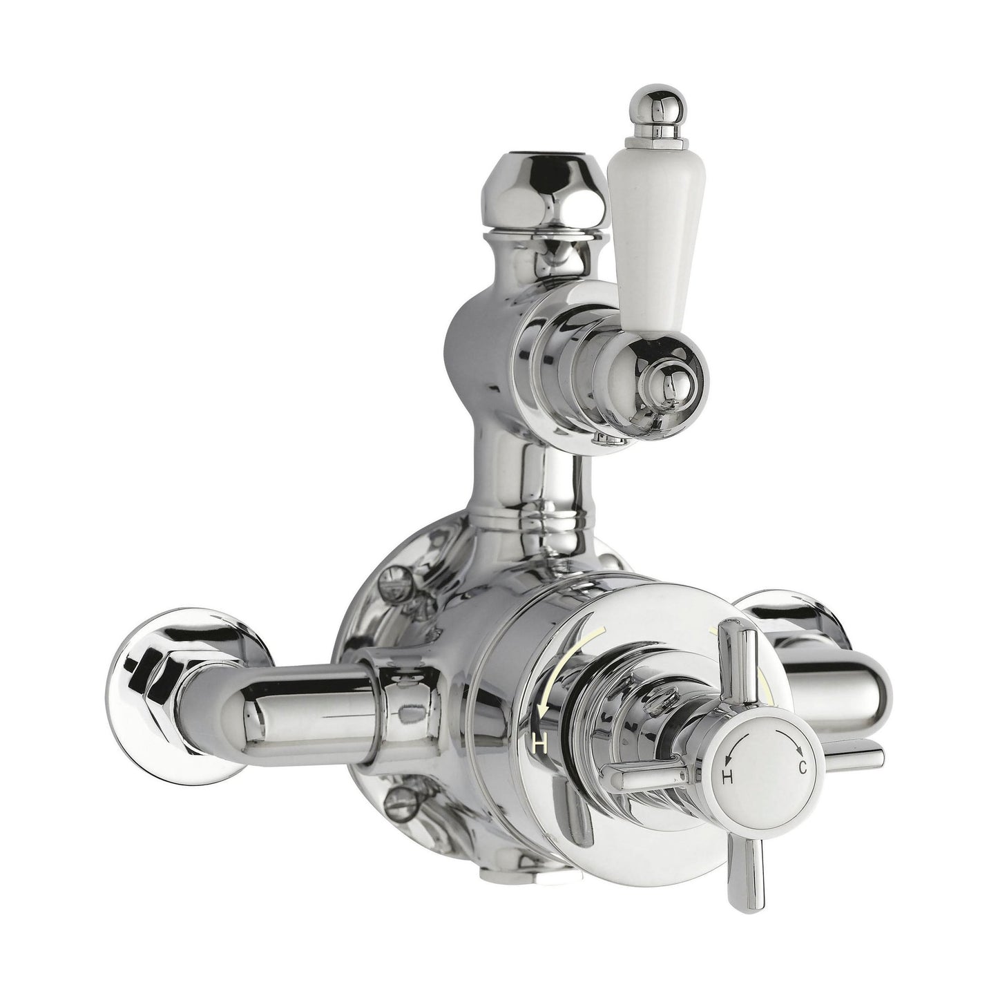 [BSKI056] Traditional Exposed Twin Thermostatic Shower Valve, 1 Outlet, Chrome Finish - Luxury Bathroom Fittings by Balterley - Cutout