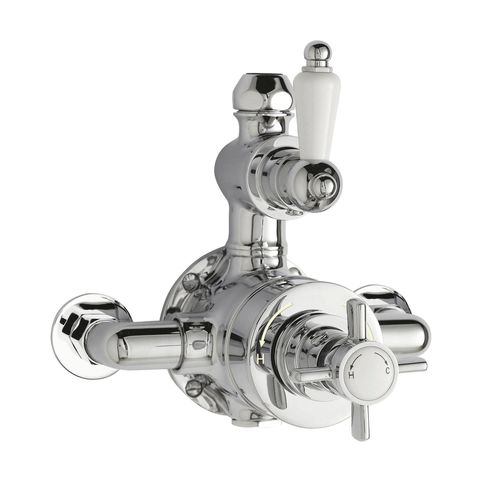 [BSKI056] Traditional Exposed Twin Thermostatic Shower Valve, 1 Outlet, Chrome Finish - Luxury Bathroom Fittings by Balterley - Cutout