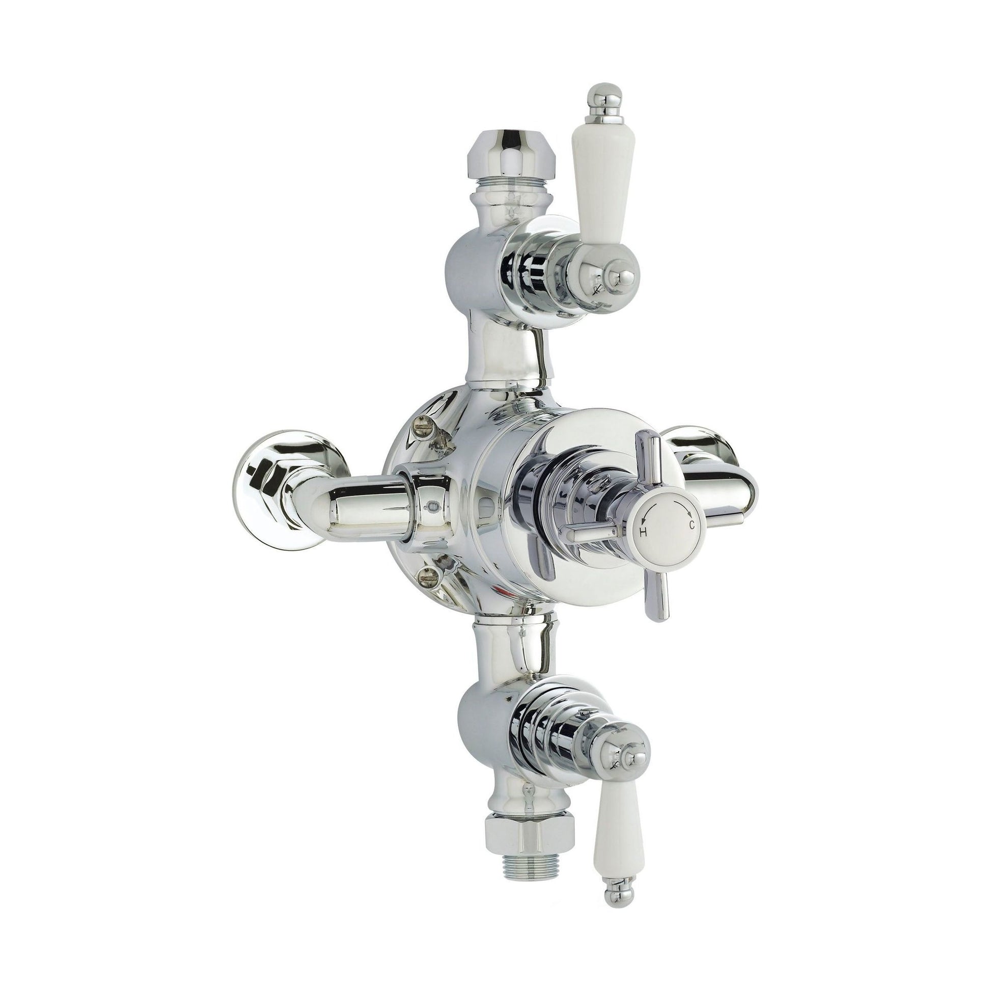[BSKI057E] Traditional Exposed Triple Thermostatic Shower Valve - 2 Outlets - Durable Chrome Finish - Luxury Bathroom Fittings by Balterley - Cutout