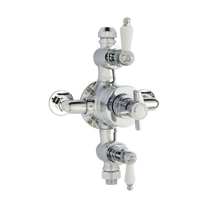 [BSKI057E] Traditional Exposed Triple Thermostatic Shower Valve - 2 Outlets - Durable Chrome Finish - Luxury Bathroom Fittings by Balterley - Cutout