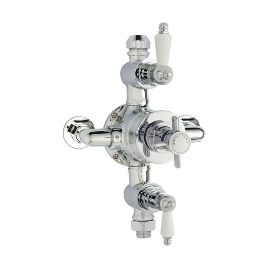 [BSKI057E] Traditional Exposed Triple Thermostatic Shower Valve - 2 Outlets - Durable Chrome Finish - Luxury Bathroom Fittings by Balterley - Cutout