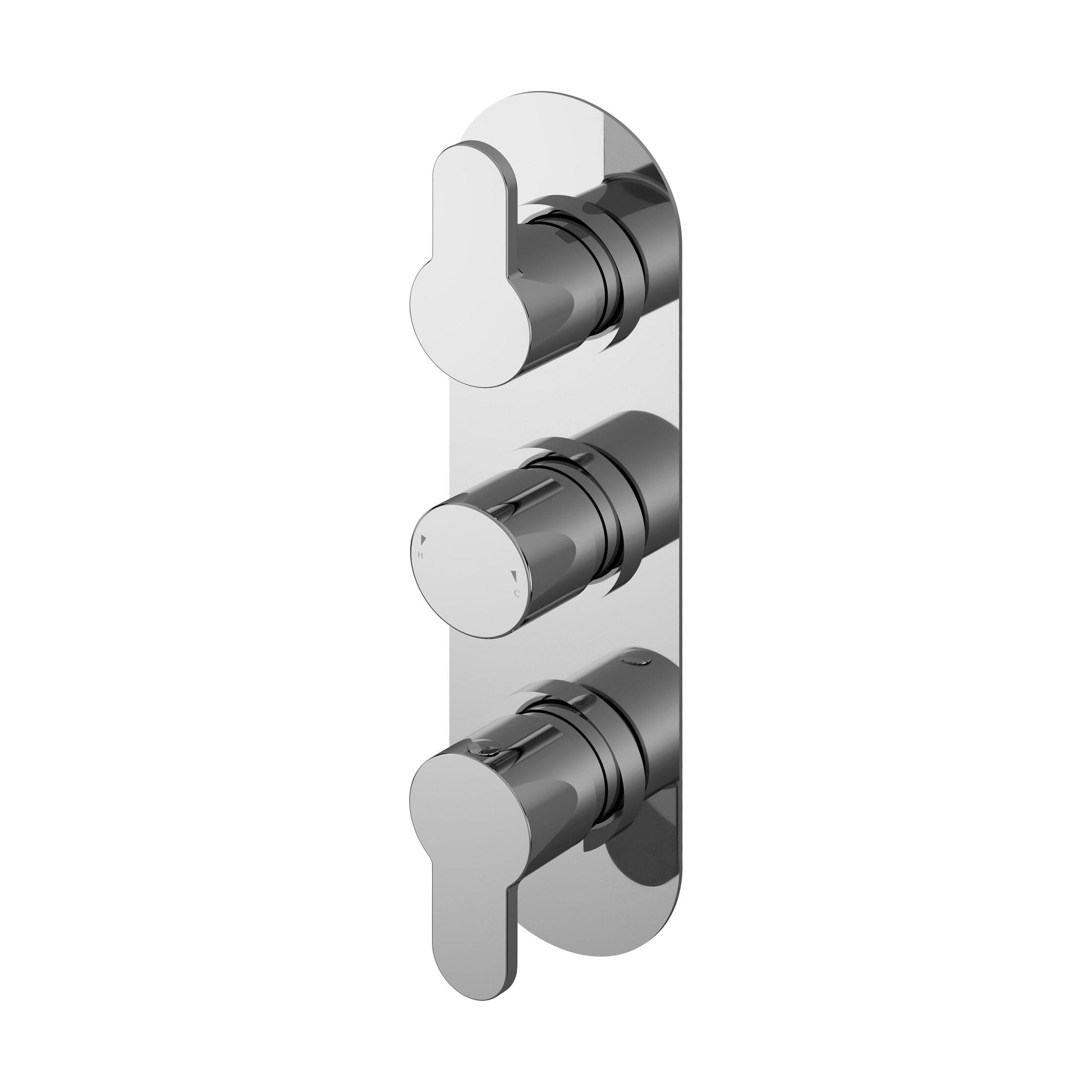 [BSPRTR03] Consall Round Thermostatic Three Outlet Shower Valve with Diverter, Choice of Finish - Cutout
