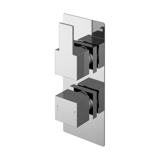 [BSRPTW01] Ripple Contemporary Bathroom Twin Concealed Thermostatic Shower Valve with Lever Handle, 215mm, Chrome - Balterley - Cutout