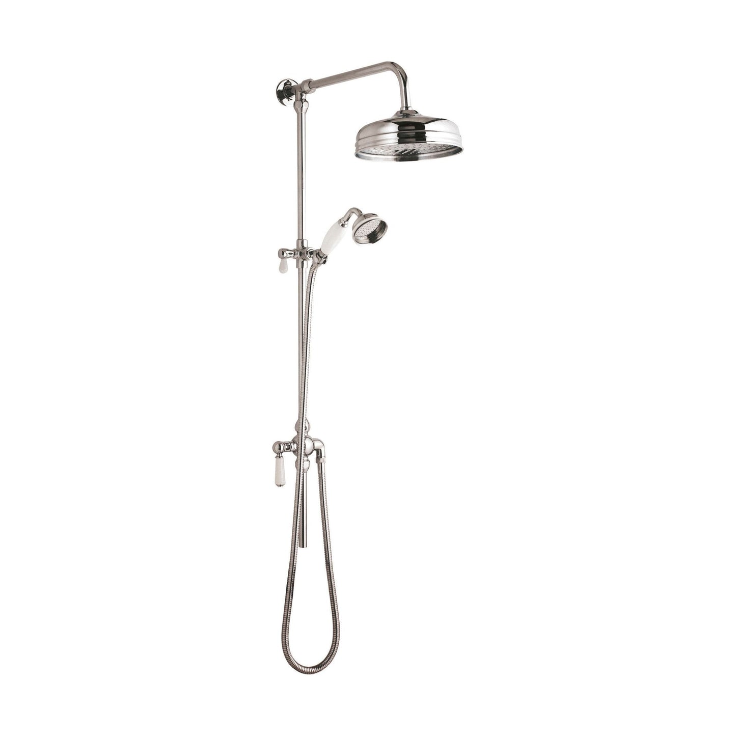 [BSRR312] Exposed Grand Rigid Riser Shower Kit with Fixed Head & Handset  - Chrome/White - Cutout
