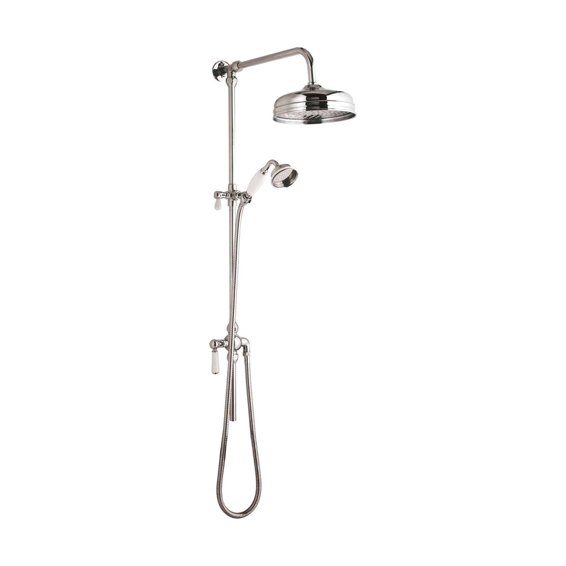 [BSRR312] Exposed Grand Rigid Riser Shower Kit with Fixed Head & Handset  - Chrome/White - Cutout